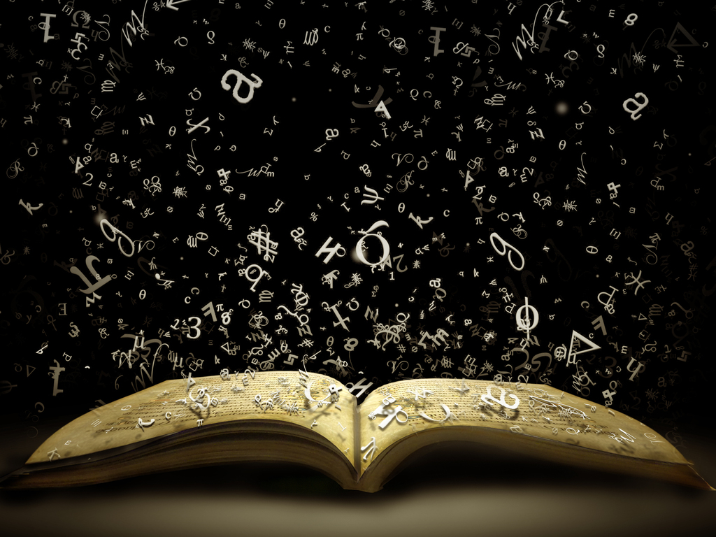 Open book with letters flying out